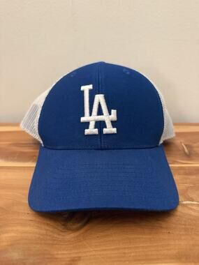 La Dodgers Snap-Back Trucker Hat Cap Blue Polyester, Embroidered